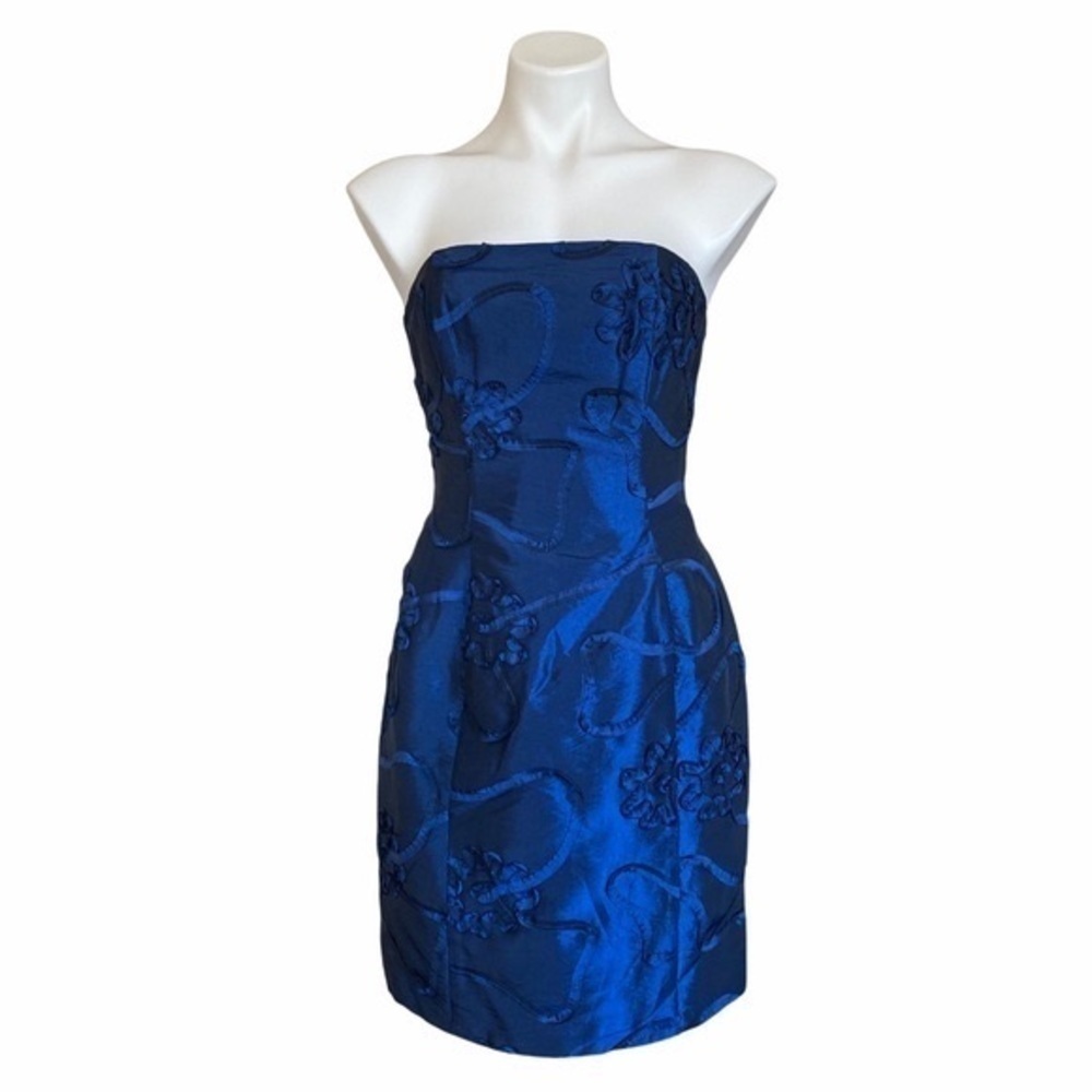 JESSICA McCLINTOCK Strapless Navy Mini Cocktail Dress Size 6P NEW Party Wedding - Picture 2 of 11
